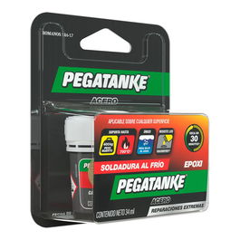 Pegatanke Pegamento Epóxico Bi-componente Gris Oscuro, 32 ml - Para Acero, Metal, Madera, Plástico - Soporta 400 kg y 700°C - Secado 30 Min - Reparaciones Profesionales