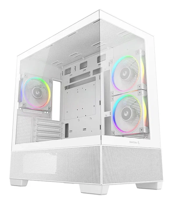 Deepcool CG380 3F WH Midi Tower - Caja ATX PC Blanco, R-CG380-WHAGM3-G, con 2 Paneles de Vidrio Templado, Ventiladores ARGB, Filtros Anti-Polvo, USB-C