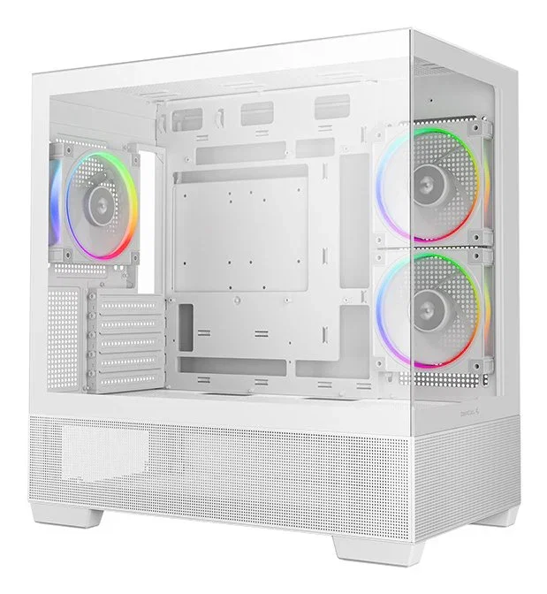 Deepcool CG380 3F WH Midi Tower - Caja ATX PC Blanco, R-CG380-WHAGM3-G, con 2 Paneles de Vidrio Templado, Ventiladores ARGB, Filtros Anti-Polvo, USB-C