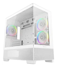 Deepcool CG380 3F WH Midi Tower - Caja ATX PC Blanco, R-CG380-WHAGM3-G, con 2 Paneles de Vidrio Templado, Ventiladores ARGB, Filtros Anti-Polvo, USB-C