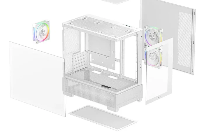 Deepcool CG380 3F WH Midi Tower - Caja ATX PC Blanco, R-CG380-WHAGM3-G, con 2 Paneles de Vidrio Templado, Ventiladores ARGB, Filtros Anti-Polvo, USB-C