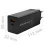 Qoltec GaN POWER PRO 100W con USB-C y USB, Negro