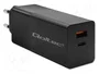 Qoltec GaN POWER PRO 100W con USB-C y USB, Negro