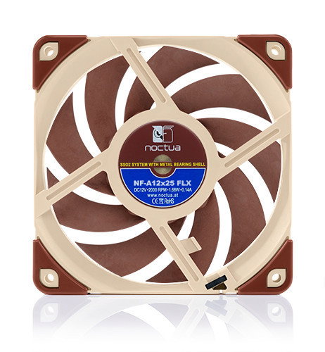 Noctua NF-A12X25-FLX Ventilador de Caja 120mm, 2000 RPM, 102.1 m³/h, 22.6 dB, Voltaje 12V, 3 Pines