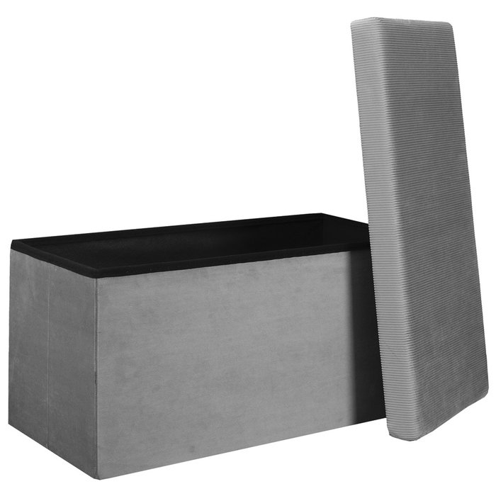 Home Deco Factory Banco Puf Plegable Gris Lounge 76x38 cm con Terciopelo Ideal para Guardar
