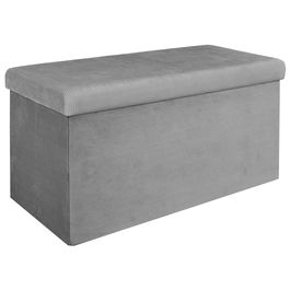 Home Deco Factory Banco Puf Plegable Gris Lounge 76x38 cm con Terciopelo Ideal para Guardar