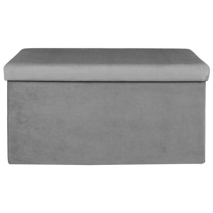 Home Deco Factory Banco Puf Plegable Gris Lounge 76x38 cm con Terciopelo Ideal para Guardar