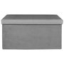 Home Deco Factory Banco Puf Plegable Gris Lounge 76x38 cm con Terciopelo Ideal para Guardar