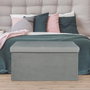 Home Deco Factory Banco Puf Plegable Gris Lounge 76x38 cm con Terciopelo Ideal para Guardar