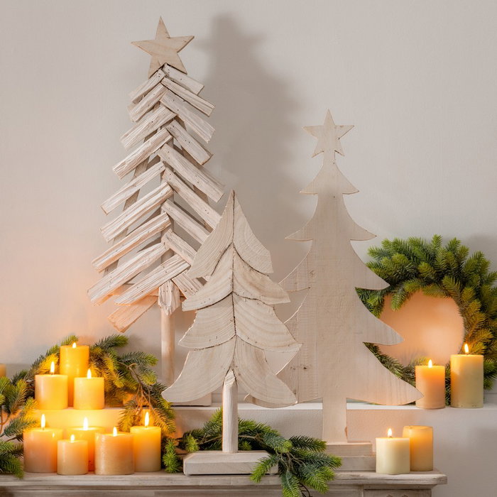 Figura Árbol Blanco Madera Paulonia 34 X 11 X 90 cm