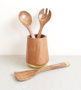 DKD Home Decor Set de 4 Botes de Utensilios Woodsun 23 en Acacia e Inox