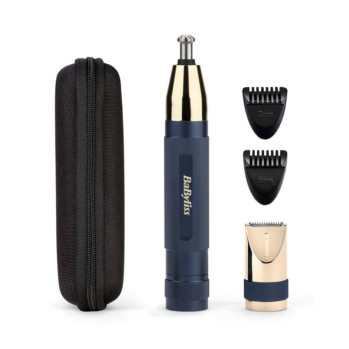 Babyliss Recortadora de Precisión E112E Super-X Metal para Nariz Orejas y Cejas Hombre Acabado Dorado y Azul