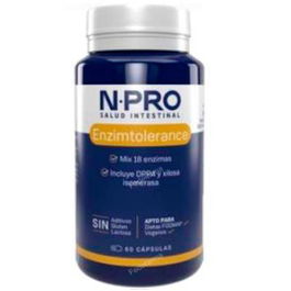 NPRO Enzim Tolerance 60Cap - Enzimas Digestivas para Intolerancias Alimenticias, Gluten, Caseína y Grasas. Apto Veganos. Complemento para Dieta Baja en FODMAP.