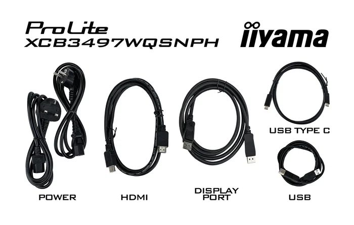 iiyama ProLite XCB3497WQSNPH-B1 Monitor Curvo Gaming 34" UWQHD (3440x1440) VA 120Hz 0.4ms AMD FreeSync Premium, USB-C 95W, Hub USB, Webcam 5MP, KVM, Altavoces, Ajuste Altura, Negro