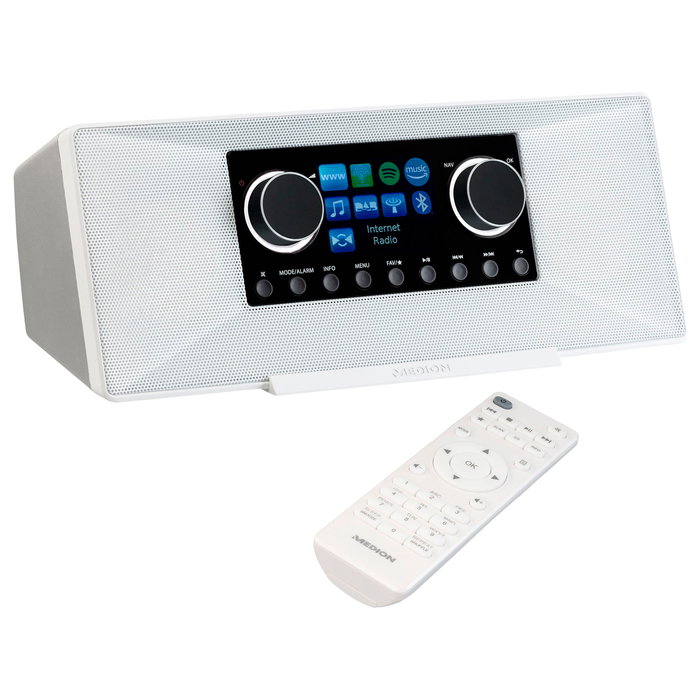 Medion MD 89289 Radio por Internet DAB+, FM, WiFi, Bluetooth, 12W, Pantalla TFT 7.1", Blanco Medion MD 89289 Radio por Internet DAB+, FM, WiFi, Bluetooth, 12W, Pantalla TFT 7.1", Blanco