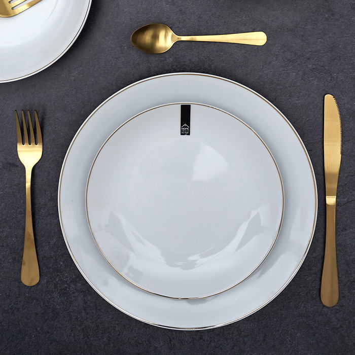 Home Deco Factory Plato Lounge con Ribete Dorado 20 cm