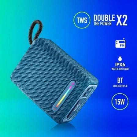 Ngs Altavoz Portátil Bluetooth con Luces RGB IPX6 15W Color Azul