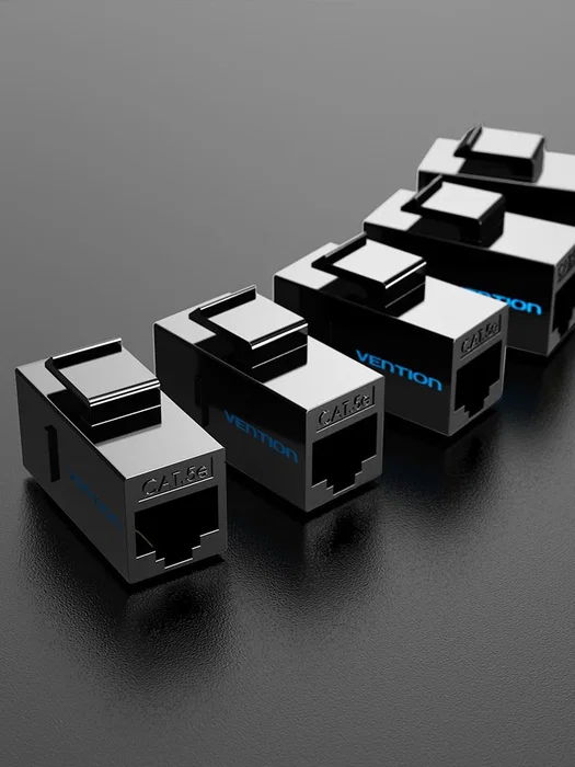 Vention VDD-B07-B Conector RJ-45 Cat5e UTP, Hembra a Hembra Recto, Negro, Adaptador de Cable de Red, 1 Pieza