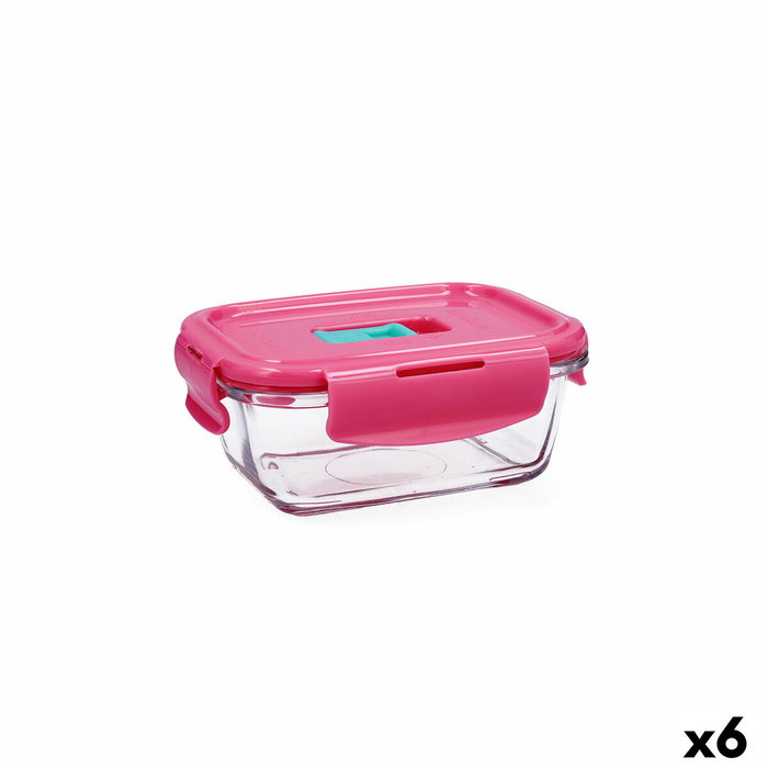 Luminarc Pure Box Holy Recipiente Rectangular Hermético de Vidrio, 6 Unidades