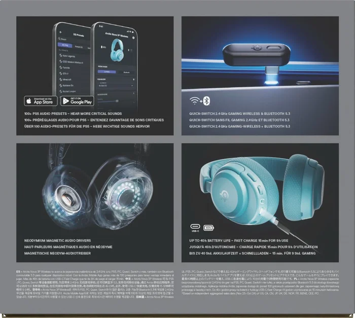 Steelseries Arctis Nova 3PW Auriculares Inalámbricos Aguamarina Steelseries Arctis Nova 3PW Auriculares Inalámbricos Aguamarina