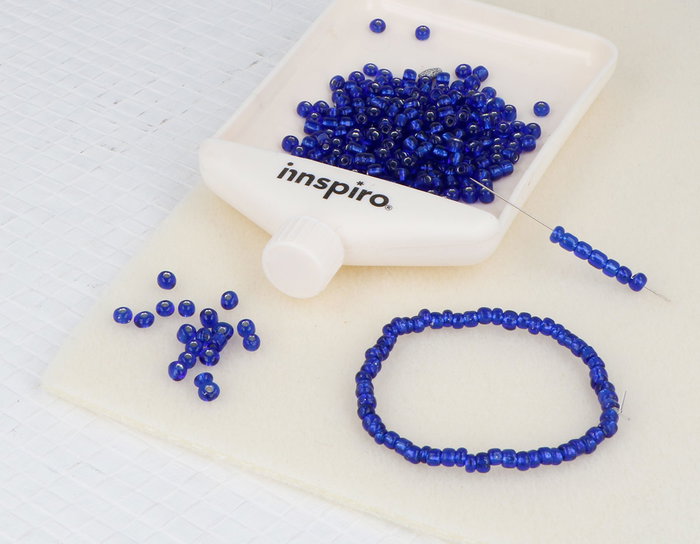 Innspiro Rocalla de Vidrio Redonda Plateado Azul Marino 3,8 mm 500g Innspiro Rocalla de Vidrio Redonda Plateado Azul Marino 3,8 mm 500g