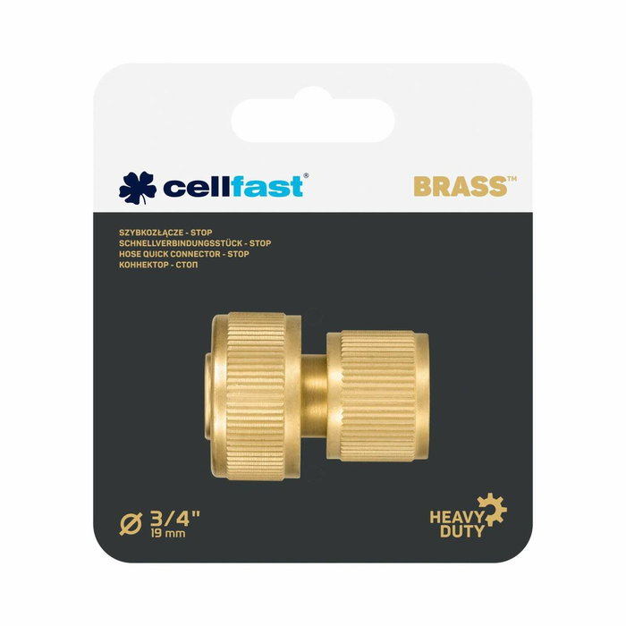 Cellfast Conector rápido de manguera de latón stop brass 6 bar, ¾ pulg