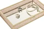 DKD Home Decor Bandeja de Decoración Cristal y Metal Rosa y Dorado 24x14x4,5 cm