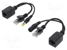 QOLTEC Juego de cables pasivos PoE, negro