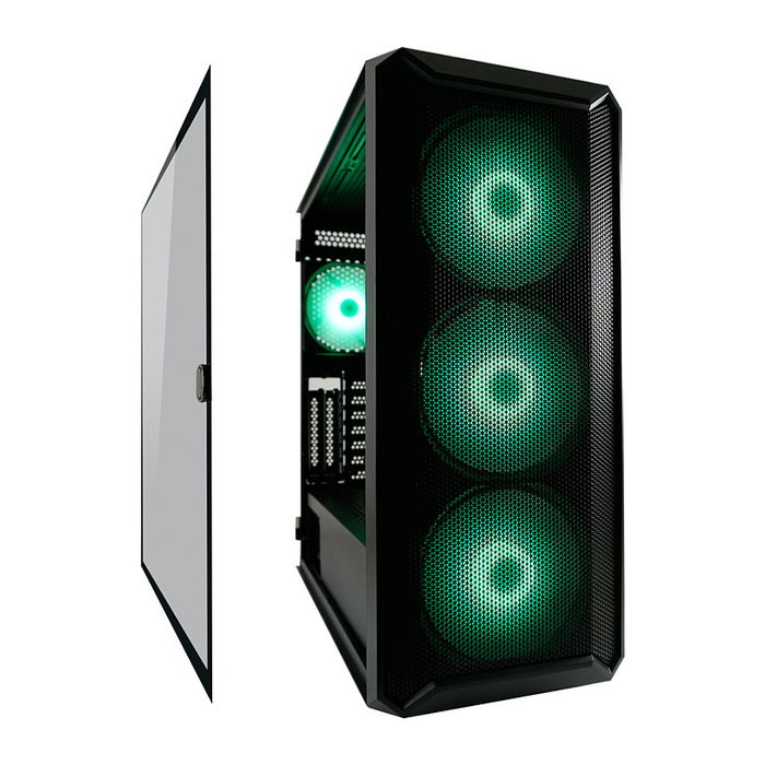 LC-Power 804B Midi Tower Gaming PC Negro con Iluminación RGB Vidrio Templado ATX/Micro-ATX/Mini-ITX para Juegos