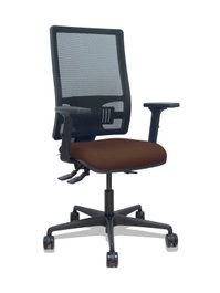 PIQUERAS Y CRESPO Silla Bormate Asincro con Respaldo de Malla Negra y Asiento Bali Marrón Oscuro