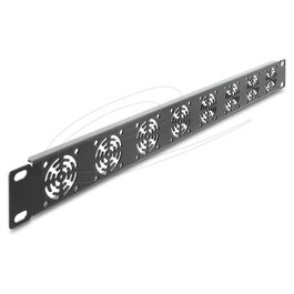 DeLOCK 67414 Tapa trasera 1U para rack 19", con 8 ventiladores de 40 x 40 mm integrados, metal gris oscuro