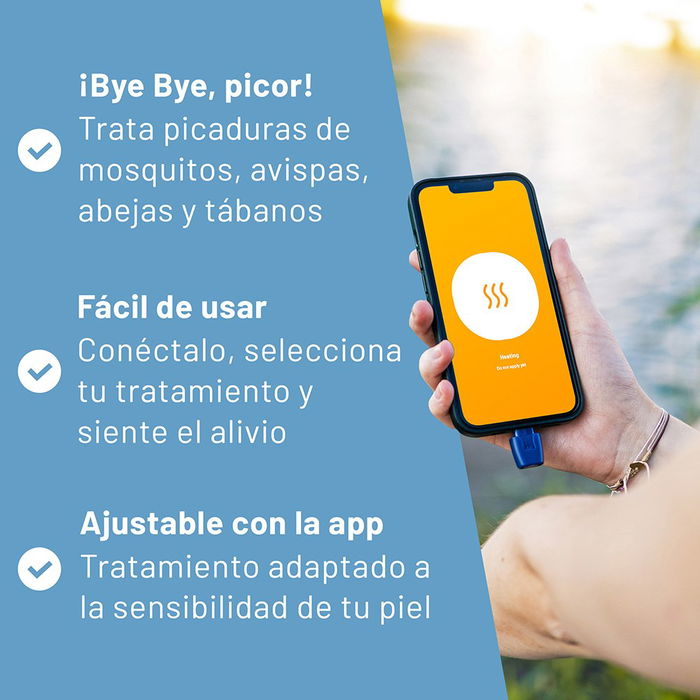 Basics Dispositivo para Picaduras de Insectos - Tratamiento por Calor sin Químicos, Compatible con iPhone 6s a 14 vía Lightning, Formato Llavero, Apto para Niños +3 Años