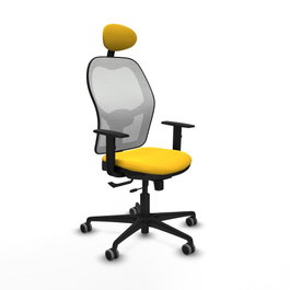 PIQUERAS Y CRESPO Silla de oficina Jorquera con mecanismo Sincro/Traslack Amarillo y Blanco