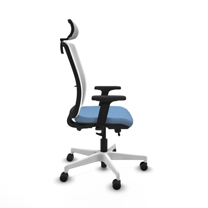 PIQUERAS Y CRESPO Silla de oficina Haches con mecanismo Sincro/Traslack, Azul cielo y Blanco