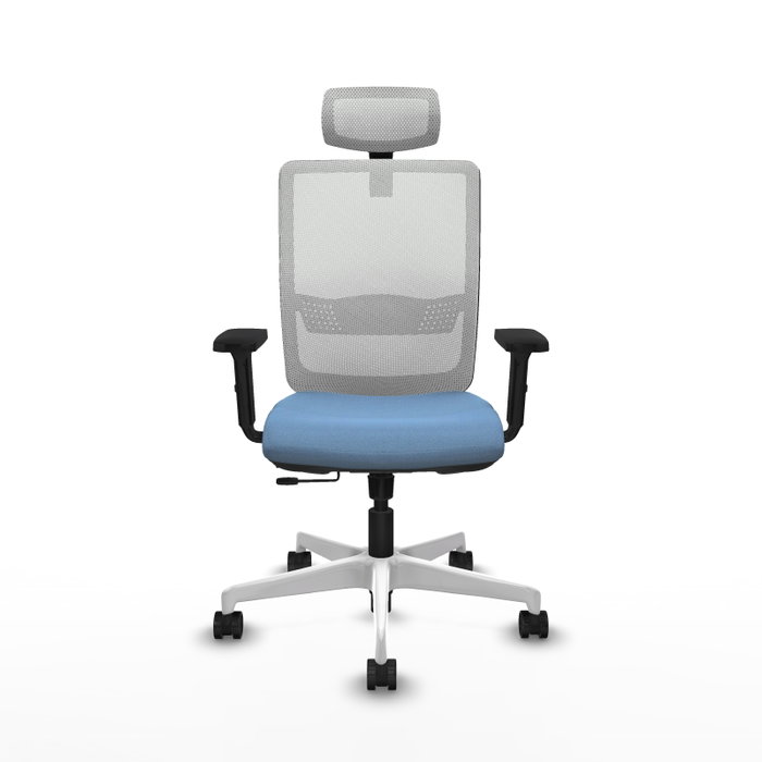 PIQUERAS Y CRESPO Silla de oficina Haches con mecanismo Sincro/Traslack, Azul cielo y Blanco