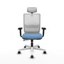 PIQUERAS Y CRESPO Silla de oficina Haches con mecanismo Sincro/Traslack, Azul cielo y Blanco