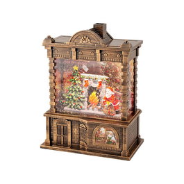 Lumineo Farol Girador de Agua Santa Claus con Música y Efecto de Nieve, Luz LED Cálida, Movimiento, 16.5x9.5x21.7 cm