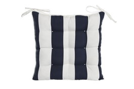 DKD Home Decor Cojin Silla Terraza Y Jardin Azul Marino Blanco Poliester 40 x 7 x 40 cm