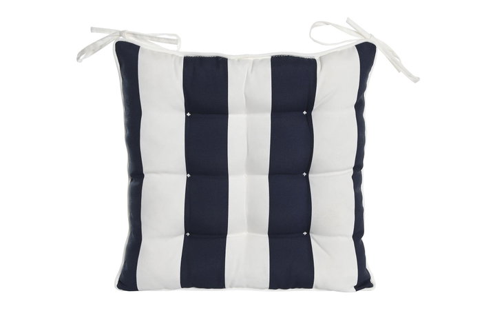 DKD Home Decor Cojin Silla Terraza Y Jardin Azul Marino Blanco Poliester 40 x 7 x 40 cm DKD Home Decor Cojin Silla Terraza Y Jardin Azul Marino Blanco Poliester 40 x 7 x 40 cm