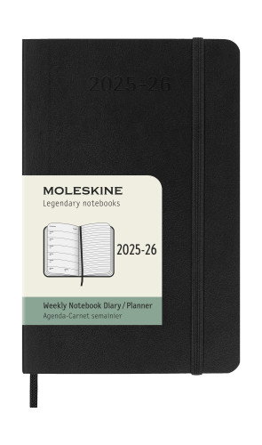 Moleskine Agenda 18M Semanal 2025-2026 Negra Tapa Blanda 9x14 cm DSB18WN2Y26