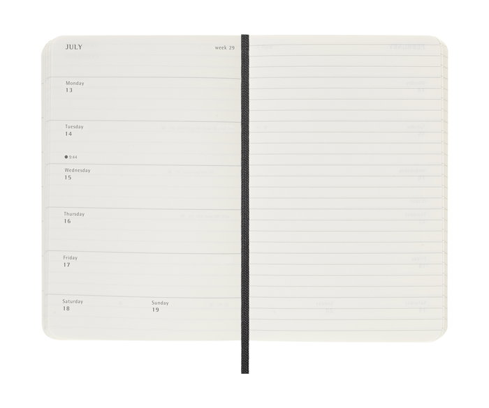 Moleskine Agenda 18M Semanal 2025-2026 Negra Tapa Blanda 9x14 cm DSB18WN2Y26