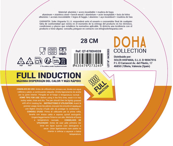 Quttin Sarten Aluminio Forjado Full Doha 28 cm (6 Unidades)