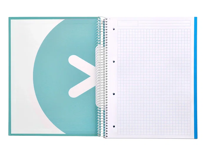 Antartik Cuaderno espiral A4 micro tapa forrada 120 hojas 90 gr cuadro 5mm 5 bandas color menta