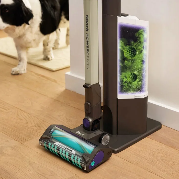 Shark IP3251EUT Aspiradora de escoba 2-en-1 PowerDetect con vaciado automático, Gris/Púrpura/Oro