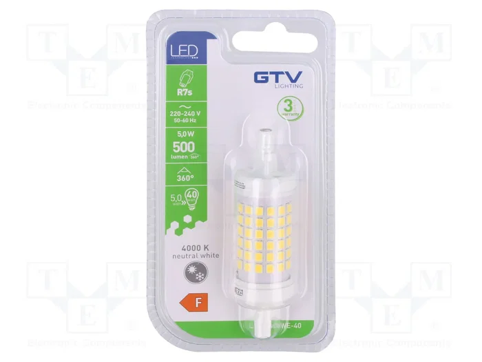 GTV Poland Lámpara LED R7S Blanco Neutral 4000K 500lm GTV Poland Lámpara LED R7S Blanco Neutral 4000K 500lm