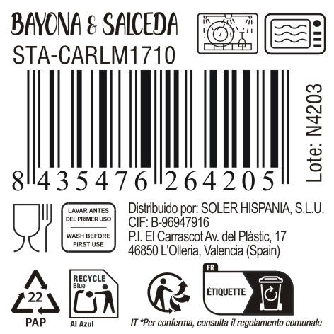 Inde Bol #-36 Bayona & Salceda, 13x13x8 cm, 407 g (12 Unidades)