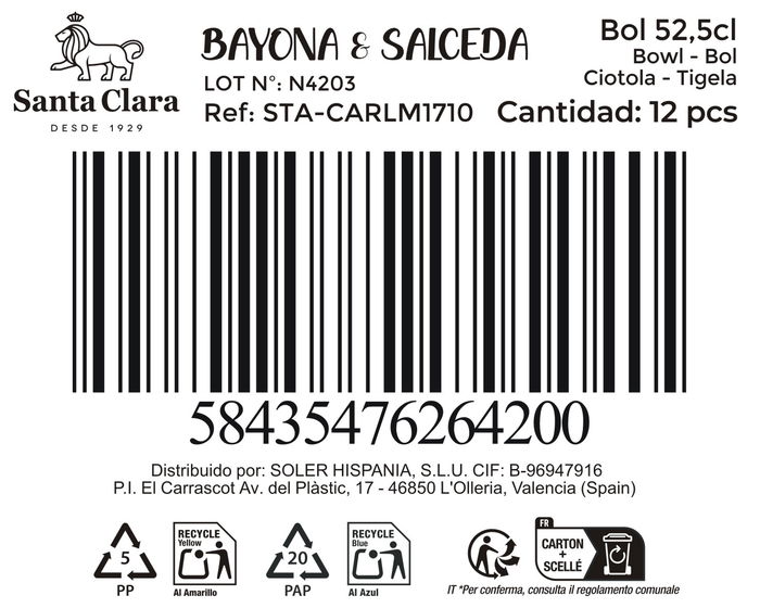Inde Bol #-36 Bayona & Salceda, 13x13x8 cm, 407 g (12 Unidades)