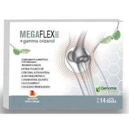 GENOMIX PHARMA Megaflex 500 14Sbrs Complemento Alimenticio para Cartílagos y Articulaciones con Colágeno, Glucosamina y Condroitina Sabor Mango