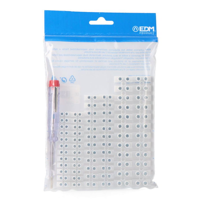 Edm Kit de Bricolaje Eléctrico con Destornillador Tester Buscapolos y Regletas de Conexión (2x4mm, 2x6mm, 2x10mm)