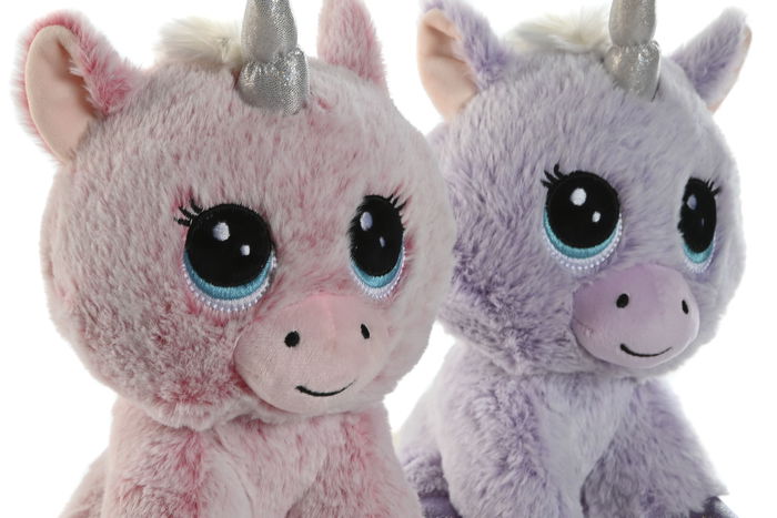 DKD Home Decor Peluche Unicornio Lila Rosa 20 x 30 x 15 cm (6 Unidades)